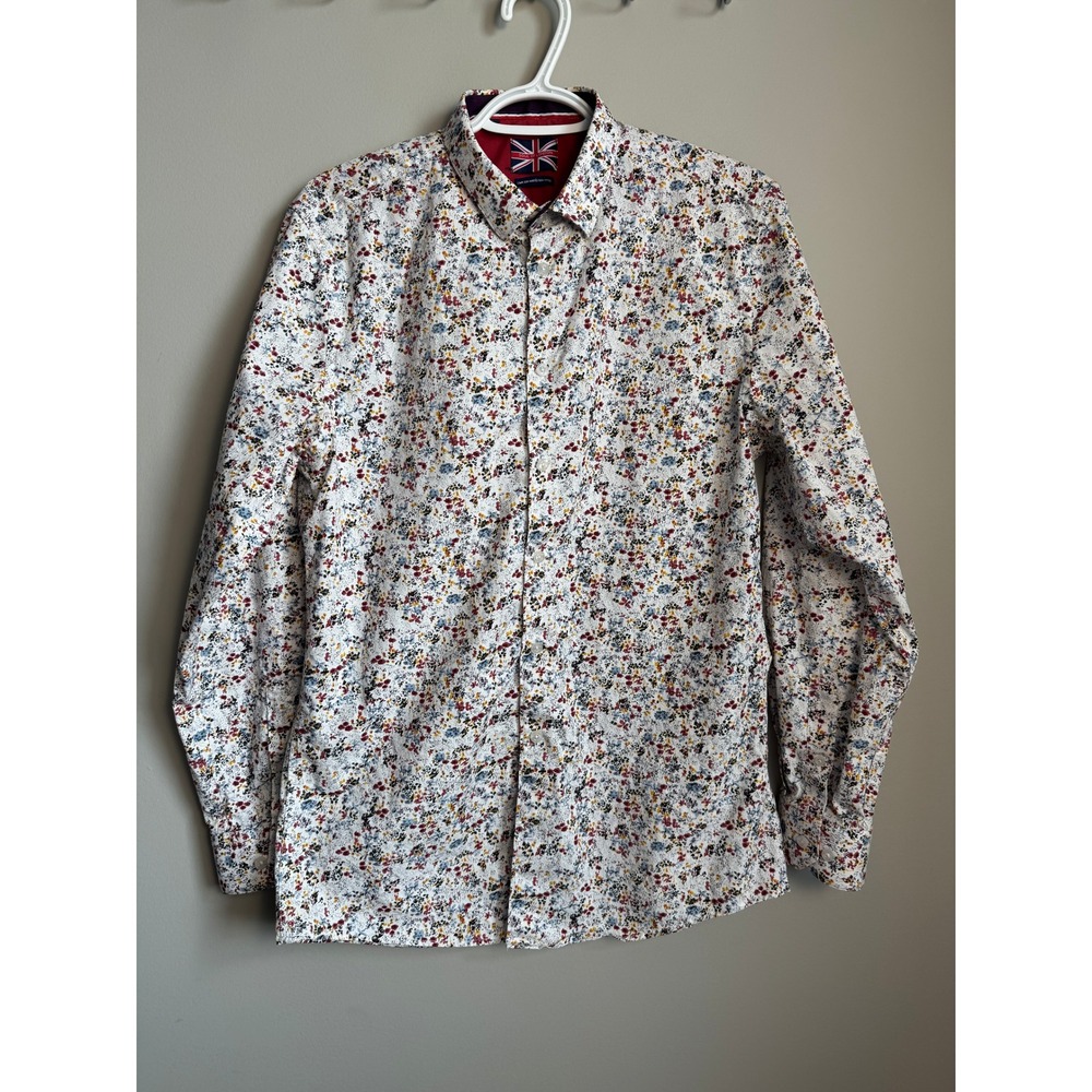 Soul of London Semi Fitted Floral Long Sleeve Button Up Shirt Mens 15.5 Preppy